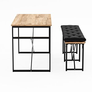 Masa Takımı Bench Bank Minderli Masa Seti 120x60 Mutfak Ve Yemek Masası Çam 1562