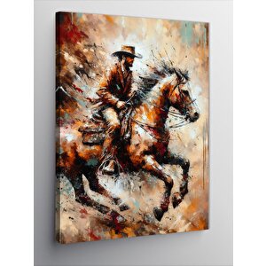 Kanvas Tablo Atlı Kovboy 100x140 cm