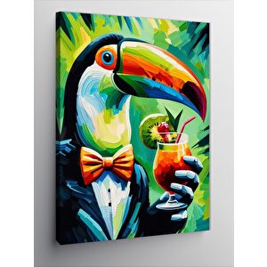 Kanvas Tablo Kokteyl İçen Tukan 100x140 cm