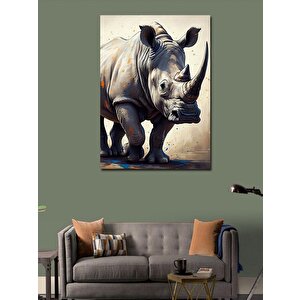 Kanvas Tablo Koca Boynuzlu Gergedan 100x140 cm