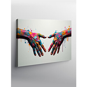 Kanvas Tablo Boyanmış Eller Portresi 70x100 cm
