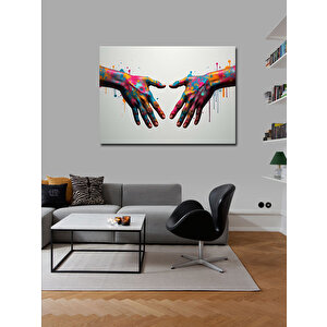 Kanvas Tablo Boyanmış Eller Portresi 70x100 cm