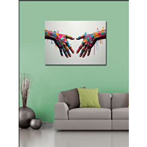 Kanvas Tablo Boyanmış Eller Portresi 70x100 cm