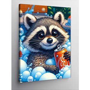 Kanvas Tablo Köpüklü Rakun 50x70 cm