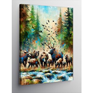 Kanvas Tablo Koşan Bizonlar 100x140 cm