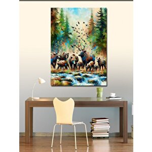 Kanvas Tablo Koşan Bizonlar 100x140 cm