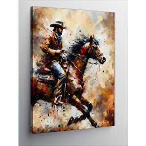 Kanvas Tablo Atlı Kovboy 50x70 cm