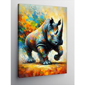 Kanvas Tablo Koşan Gergedan 100x140 cm