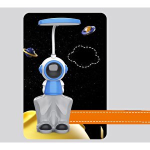 Cepli Astronot Masa Lambası Ve Kalemlik, Mavi, 29x9 Mavi