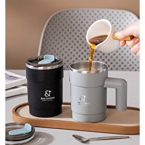 Kulplu Çelik Termos, Gri, 13x9 Gri