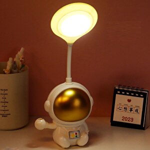 Astronot Masa Lambası Ve Kalemlik, Beyaz, 27x10 Beyaz