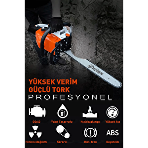 Germany Prox Benzinli Zincirli Ağaç Odun Dal Kesme Motorlu Testere Hızar Turuncu Beyaz 8500 Rpm