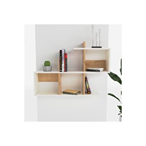 Lagomood Eny Duvar Rafı Beyaz Meşe Beyaz - Meşe
