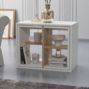 Lagomood Bizayni Zigon Sehpa Beyaz Meşe Beyaz - Meşe