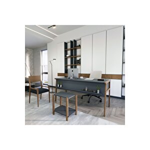Lagomood Zenith Ofis Masası 150cm Antrasit Ceviz Antrasit Ceviz