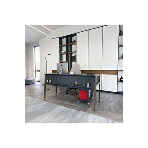Lagomood Zenith Ofis Masası 150cm Antrasit Ceviz
