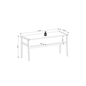 Lagomood Zenith Ofis Masası 150cm Antrasit Ceviz