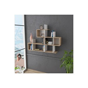 Lagomood  Enky Duvar Raf Beyaz Meşe Beyaz - Meşe