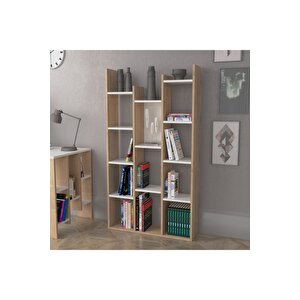 Lagomood Vito Kitaplık Beyaz Meşe Beyaz - Meşe