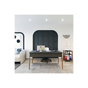 Lagomood Zenith Çalışma Masası Kitaplık Takım 150cm Antrasit Ceviz Antrasit Ceviz