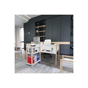 Lagomood Zenith Kitaplık Beyaz Meşe Beyaz - Meşe