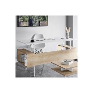 Lagomood İrony Maxi Ofis Masası Beyaz Meşe Beyaz - Meşe