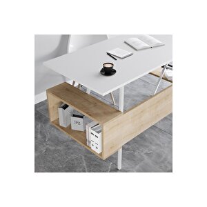Lagomood İrony Maxi Ofis Masası Beyaz Meşe Beyaz - Meşe