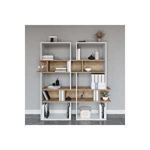 Lagomood Infy Kitaplık Beyaz Meşe Beyaz - Meşe