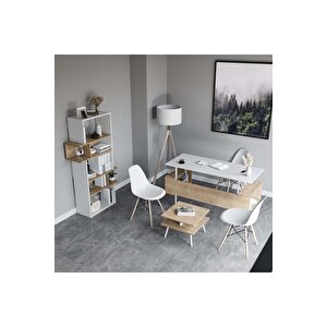 Lagomood Infy Kitaplık Beyaz Meşe Beyaz - Meşe