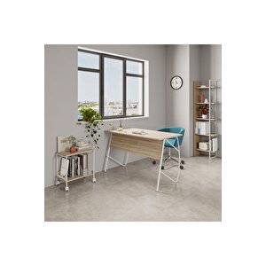 Lagomood Ella Çalışma Masası 120cm + Ella Tekerlekli Sehpa Takım Meşe
