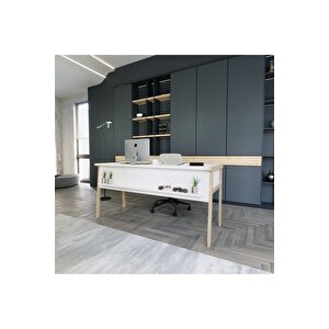 Lagomood Zenith Ofis Masa Takım 150cm Beyaz Meşe Beyaz - Meşe