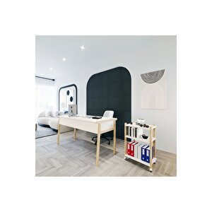 Lagomood Zenith Çalışma Masası Kitaplık Takım 150cm Beyaz Meşe Beyaz - Meşe
