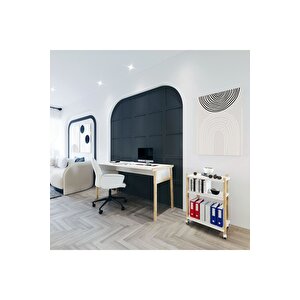 Lagomood Zenith Çalışma Masası Kitaplık Takım 150cm Beyaz Meşe Beyaz - Meşe