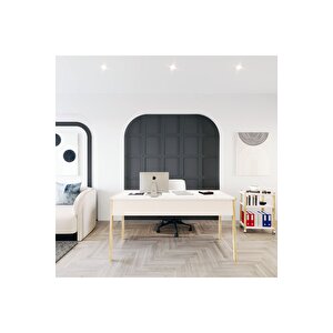 Lagomood Zenith Çalışma Masası Kitaplık Takım 150cm Beyaz Meşe