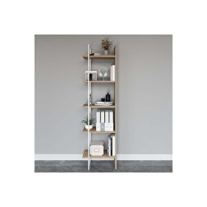 Lagomood Poly Kitaplık Beyaz Meşe Beyaz - Meşe