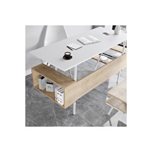 Lagomood İrony Maxi Masa Takımı Beyaz Meşe Beyaz - Meşe