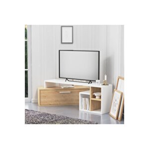 Lagomood Karamel Tv Ünitesi Beyaz Meşe Premium Beyaz Meşe