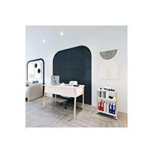 Lagomood Zenith Çalışma Masası Kitaplık Takım 120cm Beyaz Meşe Beyaz - Meşe