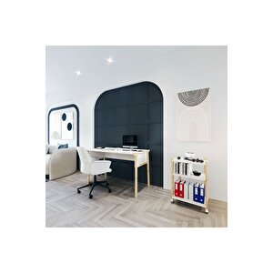 Lagomood Zenith Çalışma Masası Kitaplık Takım 120cm Beyaz Meşe Beyaz - Meşe