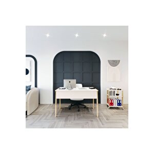 Lagomood Zenith Çalışma Masası Kitaplık Takım 120cm Beyaz Meşe Beyaz - Meşe