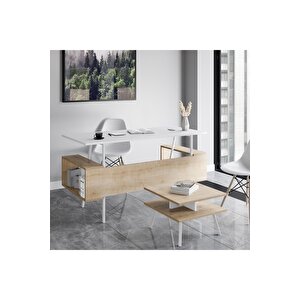 Lagomood İrony Joline Ofis Takımı  Beyaz Meşe Beyaz - Meşe