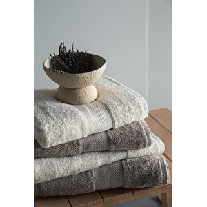 90x150 4lu Havlu Seti Lotus Ekru-vizon - Banyo Seti̇