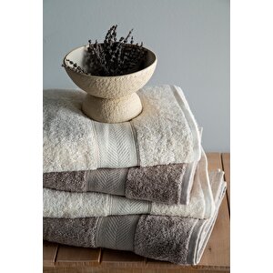 90x150 4lu Havlu Seti Lotus Ekru-vizon - Banyo Seti̇