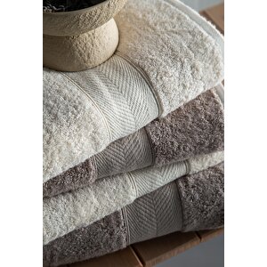 90x150 4lu Havlu Seti Lotus Ekru-vizon - Banyo Seti̇