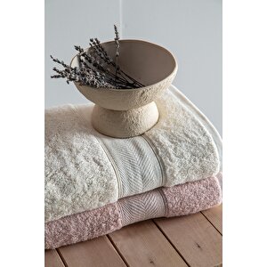 90x150 4lu Havlu Seti Lotus Blush-ekru - Banyo Seti̇
