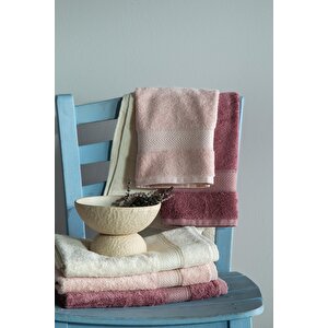 50x90 Havlu Seti Lotus Ekru-blush-gul Kurusu - Banyo Seti̇