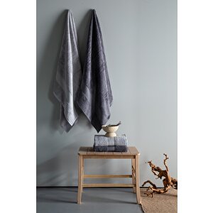 90x150 4lu Havlu Seti Lotus Gri-antrasit - Banyo Seti̇
