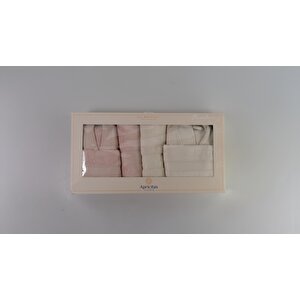 Bambu Bornozlu Aile Seti Blush-ekru - Aile Seti