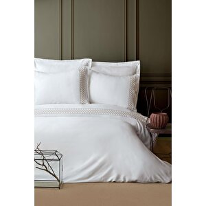 Çi̇ft Ki̇şi̇li̇k Nakişli Bambu Nevresi̇m Takimi Hera White - Nevresim