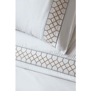Çi̇ft Ki̇şi̇li̇k Nakişli Bambu Nevresi̇m Takimi Hera White - Nevresim